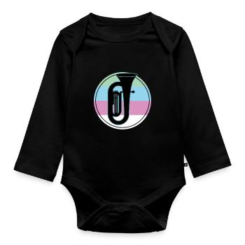 Tuba Spieler Tuba Musikinstrument - Baby Bio-Langarm-Body - Schwarz - Vorne