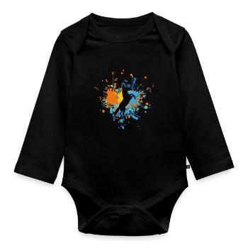 Grande éclaboussure de couleur de cheval - Body Bébé bio manches longues - noir - Devant