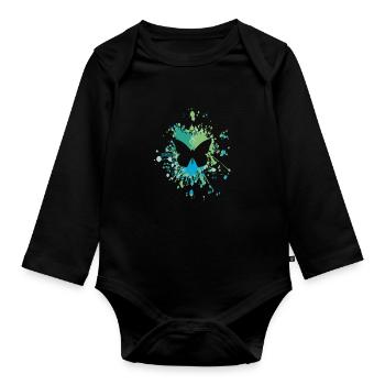 Éclaboussure de couleur papillon - Body Bébé bio manches longues - noir - Devant