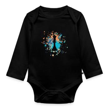 Chess Queen Color Splash - Organic Longsleeve Baby Bodysuit - black - Front
