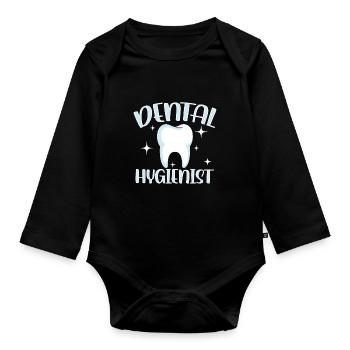Hygiéniste dentaire Dentiste Équipe d’hygiène dentaire - Body Bébé bio manches longues - noir - Devant