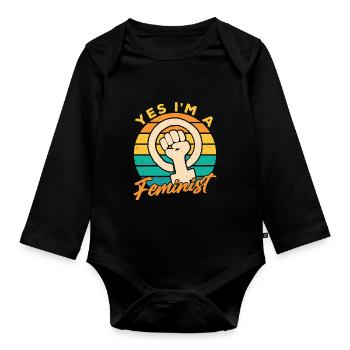 Ja Ich Bin Ein Feminist Feministisch Feminismus - Body Bébé bio manches longues - noir - Devant