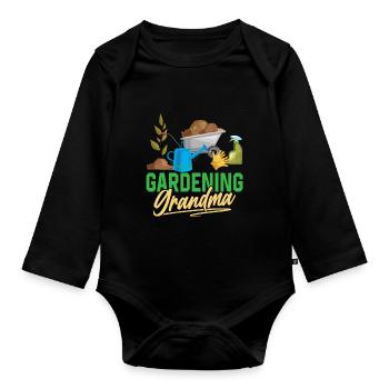 Gartenarbeit Oma Garten Großmutter Gärtnerin - Baby Bio-Langarm-Body - Schwarz - Vorne