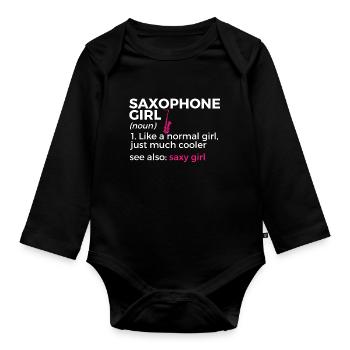 Saxophone Musiker Blasmusik - Baby Bio-Langarm-Body - Schwarz - Vorne