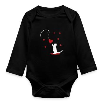 Katzenspielzeug Liebe V-Day Katzen Liebhaber - Baby Bio-Langarm-Body - Schwarz - Vorne