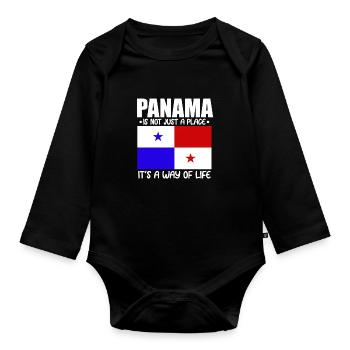 Panama Way Of Life Cadeau de drapeau panaméen - Body Bébé bio manches longues - noir - Devant