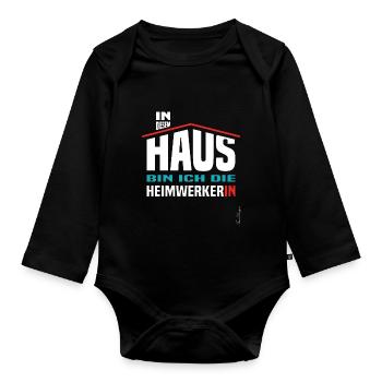 Lustiges Haus das Frauen Beruf Bauherrin stolze - Baby Bio-Langarm-Body - Schwarz - Vorne
