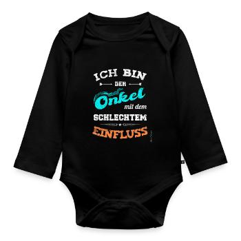 Onkel mit schlechtem Einfluss lustiges Bruder, - Baby Bio-Langarm-Body - Schwarz - Vorne