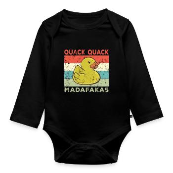 Lustige Ente Sprüche Gummiente Quack Quack Enten - Baby Bio-Langarm-Body - Schwarz - Vorne