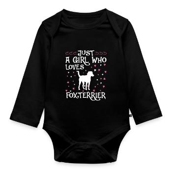 Foxterrier Hund Dog Hundehalter - Baby Bio-Langarm-Body - Schwarz - Vorne