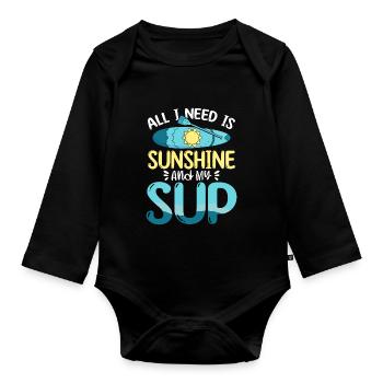 Tout ce dont j’ai besoin, c’est de soleil et de mon SUP Stand-up Paddle - Body Bébé bio manches longues - noir - Devant