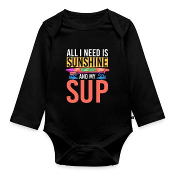 Tout ce dont j’ai besoin, c’est de soleil et de mon SUP Stand-up Paddle - Body Bébé bio manches longues - noir - Devant