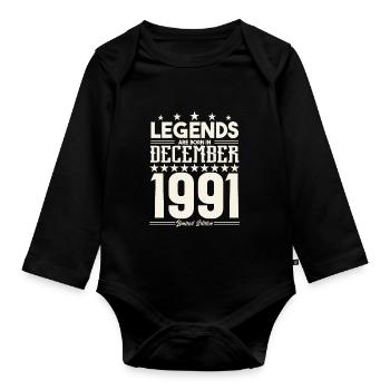 Legenden werden im Dezember 1991 geboren.Geschenkjubiläum - Baby Bio-Langarm-Body - Schwarz - Vorne