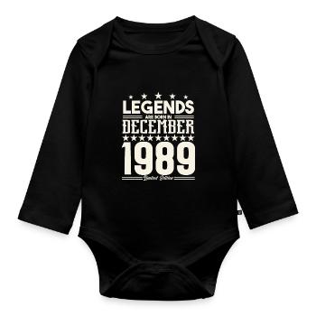 Legenden werden im Dezember 1989 geboren.Geschenkjubiläum - Baby Bio-Langarm-Body - Schwarz - Vorne