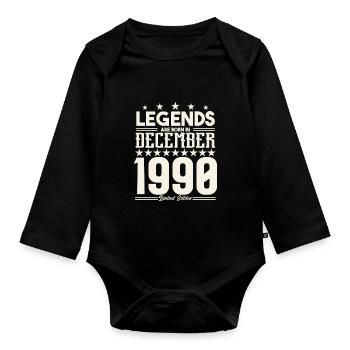 Legenden werden im Dezember 1990 geboren.Geschenkjubiläum - Baby Bio-Langarm-Body - Schwarz - Vorne