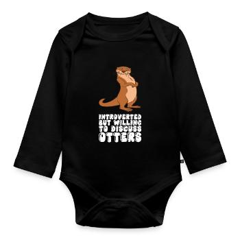 Cute otter puns and otter jokes - Organic Longsleeve Baby Bodysuit - black - Front