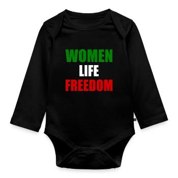 Women life freedom - Body Bébé bio manches longues - noir - Devant