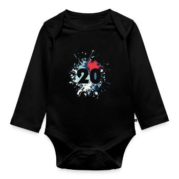 Number 20th Color Splash - Baby Bio-Langarm-Body - Schwarz - Vorne