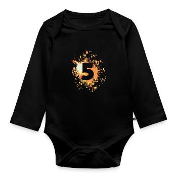 Numéro 5e couleur Splash - Body Bébé bio manches longues - noir - Devant