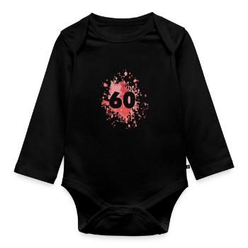 Number 60th Color Splash - Baby Bio-Langarm-Body - Schwarz - Vorne