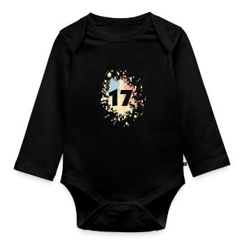 Number 17th Color Splash - Baby Bio-Langarm-Body - Schwarz - Vorne