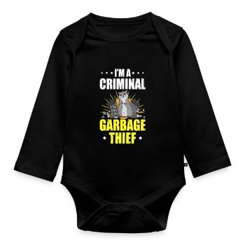 Criminal Garbage Thief Raccoons Funny Marten - Organic Longsleeve Baby Bodysuit - black - Front