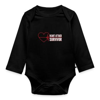 Survivor of a heart attack Heart attack - Organic Longsleeve Baby Bodysuit - black - Front