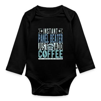 Panel Racket Coffee Saying - Organic Longsleeve Baby Bodysuit - black - Front