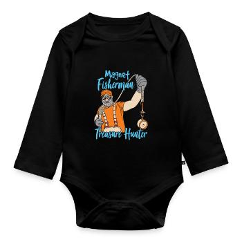 Magnetfischer Schatzsucher Magnet Magnetfischen - Baby Bio-Langarm-Body - Schwarz - Vorne