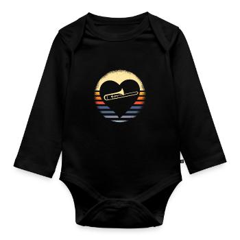 Posaune Musiker Blasmusik - Baby Bio-Langarm-Body - Schwarz - Vorne
