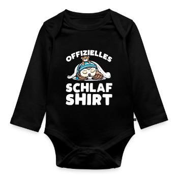 Offizielles Schlaf Shirt Schlummernde Eule Mit - Baby Bio-Langarm-Body - Schwarz - Vorne
