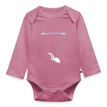 Scuba Taucher unter Wasser mit Luftblasen - Baby Bio-Langarm-Body - Mauve - Vorne
