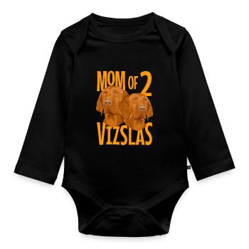 Magyar Vizsla mom Ungarischer Vorstehhund - Baby Bio-Langarm-Body - Schwarz - Vorne