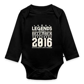 Legenden werden im Dezember 2016 geboren.Geschenkjubiläum - Baby Bio-Langarm-Body - Schwarz - Vorne