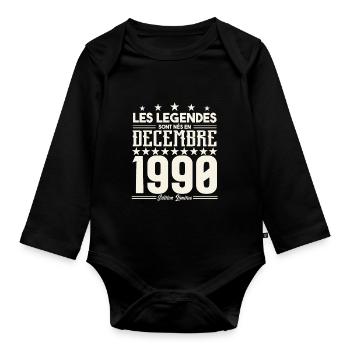 Les Légendes Sont Nés En Décembre 1990, Cadeau. - Body Bébé bio manches longues - noir - Devant
