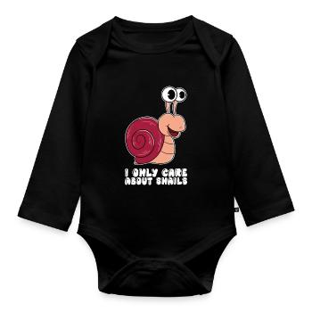 I am only interested in snails - Organic Longsleeve Baby Bodysuit - black - Front