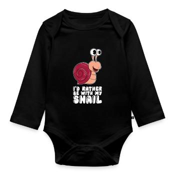 I prefer to be with my snail - Organic Longsleeve Baby Bodysuit - black - Front