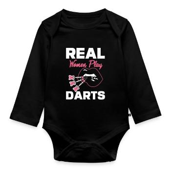 Real Women Play Darts Women's Darts Championship - Organic Longsleeve Baby Bodysuit - black - Front