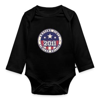 12 Years Old Awesome Since 2011 12th Birthday - Organic Longsleeve Baby Bodysuit - black - Front