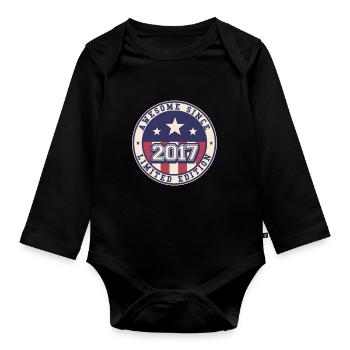 6 Years Old Awesome Since 2017 6th Birthday - Organic Longsleeve Baby Bodysuit - black - Front