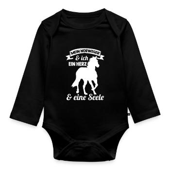 Pferd Reitsport Reiten Pferdesport Norweger - Baby Bio-Langarm-Body - Schwarz - Vorne