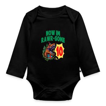 Maintenant im Rawr-Quelque 10 TRex Dinosaure Anniversaire - Body Bébé bio manches longues - noir - Devant