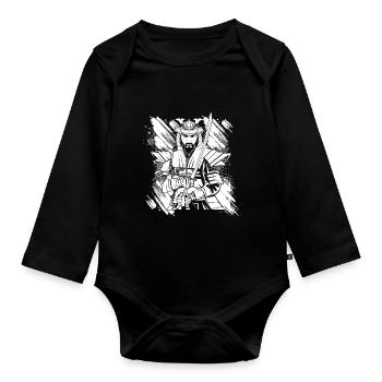 Japanese Samurai Warrior - Baby Bio-Langarm-Body - Schwarz - Vorne