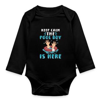 Schwimmer Scuba Diving Pool Boy Wassersport - Baby Bio-Langarm-Body - Schwarz - Vorne