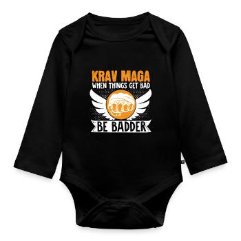 Krav Maga Apparel Israeli Self - Baby Bio-Langarm-Body - Schwarz - Vorne