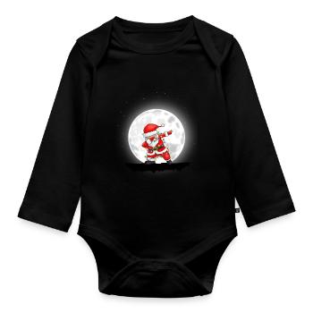 Noël Filles Garçons Dabbing Santa Noël - Body Bébé bio manches longues - noir - Devant