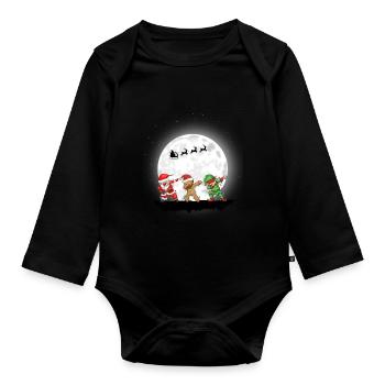 Weihnachten Mädchen Jungen Dabbing Santa Xmas - Baby Bio-Langarm-Body - Schwarz - Vorne