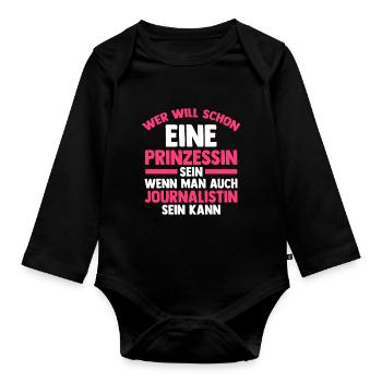 Reporter Prinzessin Journalistik Journalist - Baby Bio-Langarm-Body - Schwarz - Vorne