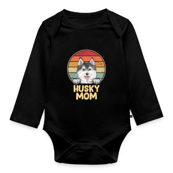 Husky Dog Dog Propriétaire de chien - Body Bébé bio manches longues - noir - Devant