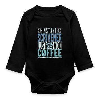 Schreiber Kaffee Spruch - Baby Bio-Langarm-Body - Schwarz - Vorne